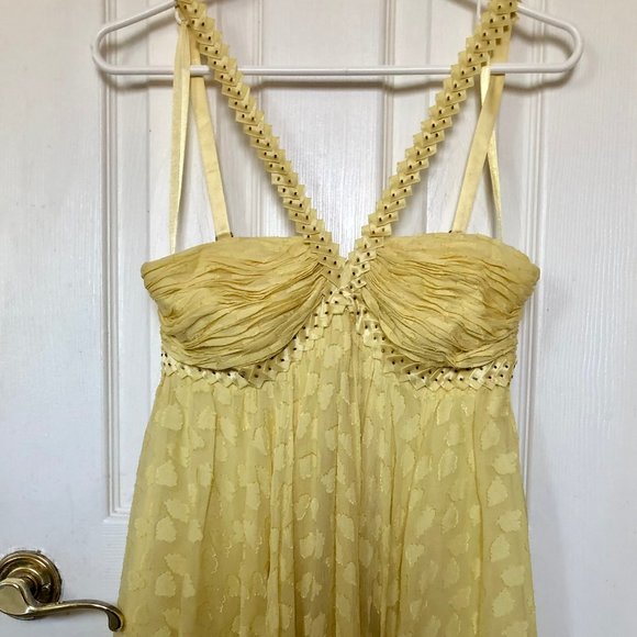 BCBGMaxAzria Dresses & Skirts - BCBGMaxAzria Pale Yellow Mini Dress